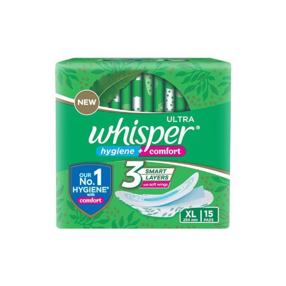 Whisper Ultra Clean Sanitary Pads XL Wings 15's Pack